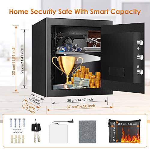 2.5 Cub Fireproof Waterproof Large Cabinet Safe Box with Fireproof Document Bag and Removable Shelf Digital Safe T46912