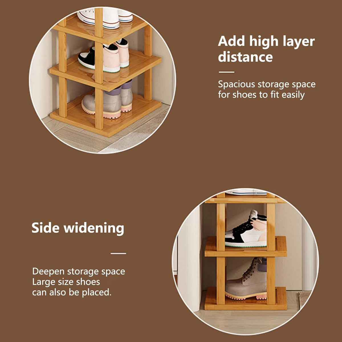 Bamboo 7-Tier Shoe Rack Storage Organizer Shelf B258