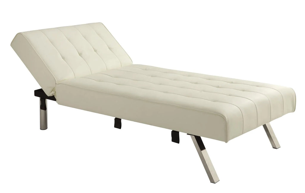 Vanilla Faux Leather Sectional Futon Sofa Bed with Chrome Legs P483