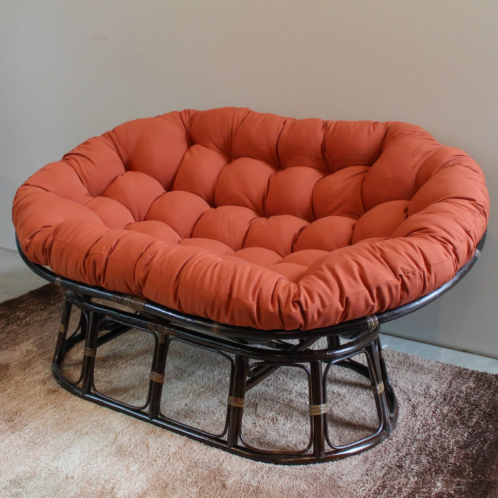 Rattan Double Papasan Chair with Twill Cushion P23382