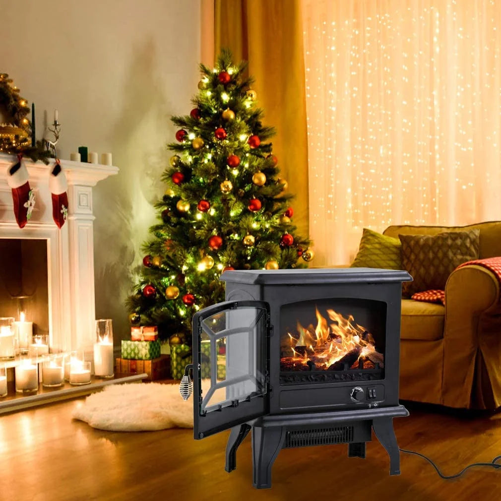 Black Electric Fireplace Heater Stove 1500W U930770
