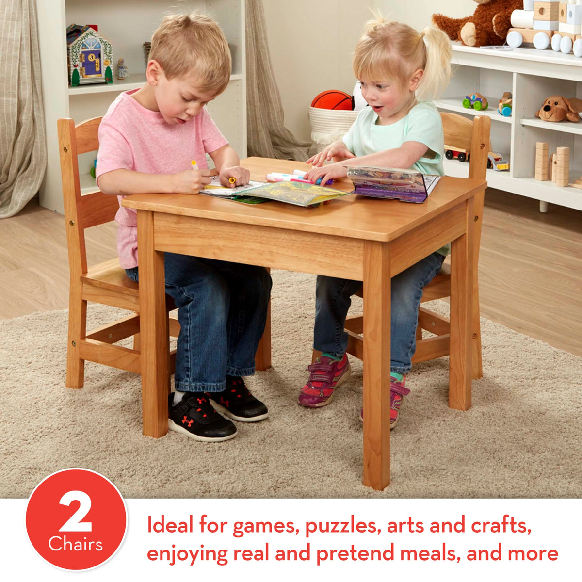 Solid Wood Table and 2 Chairs Set E791