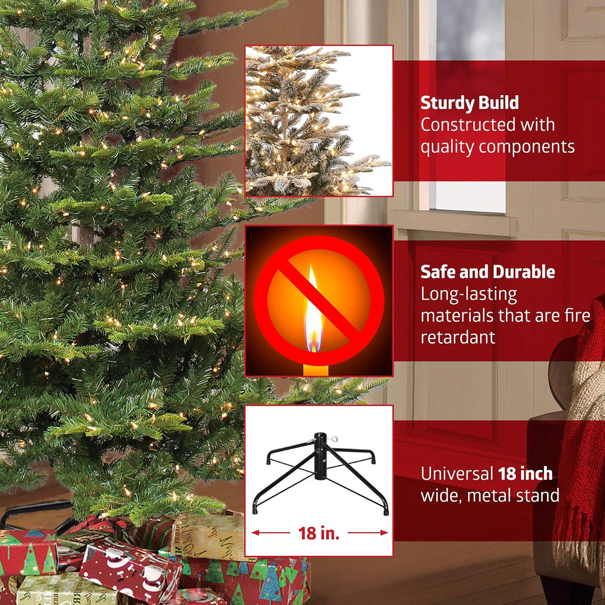 7.5 Foot Pre-Lit Artificial Christmas Tree with 700 Clear Lights U94039