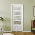 White Primed MDF 30"x 80" Frosted Glass French Door W89718