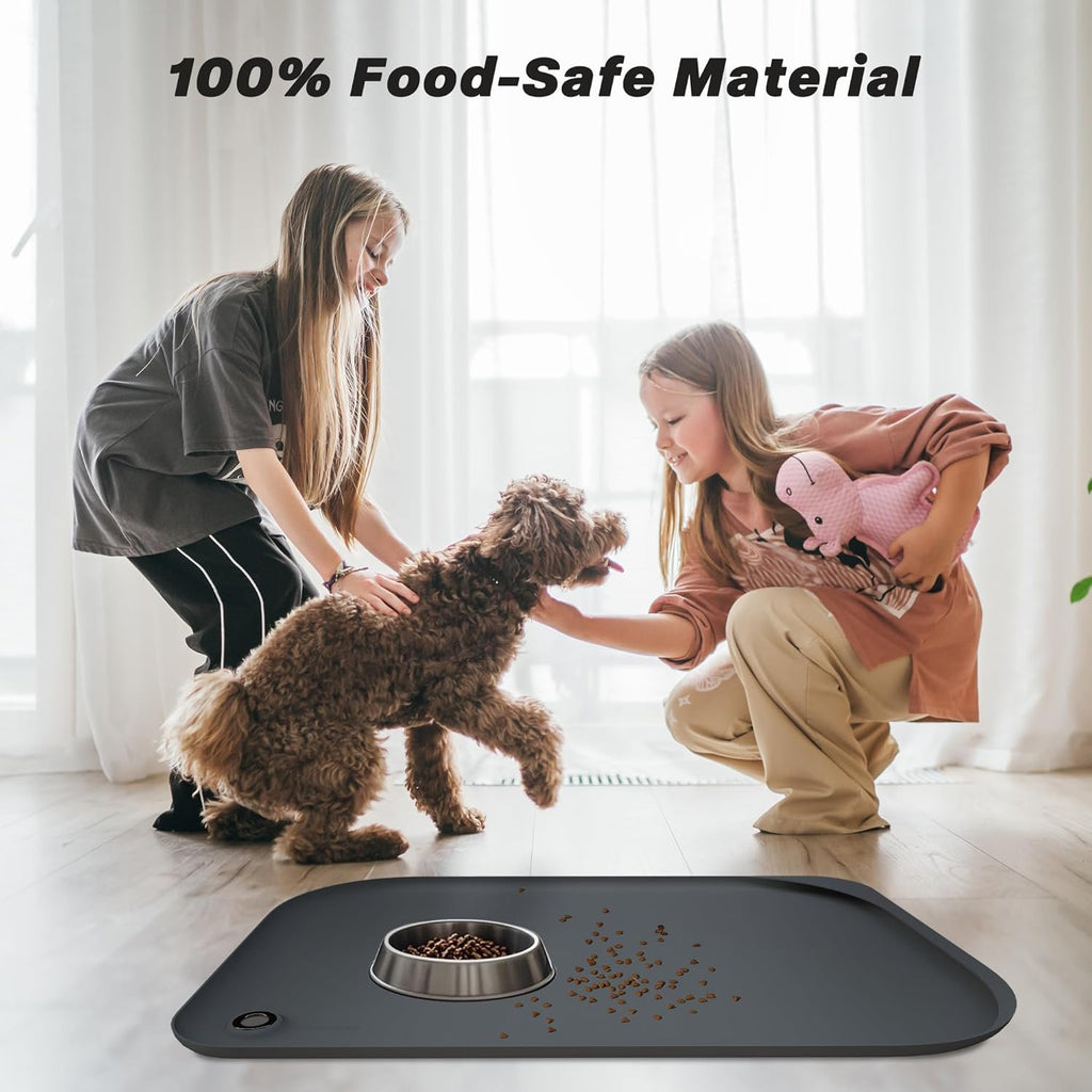 Waterproof Silicone Pet Feeding Mat with Pocket Y35834