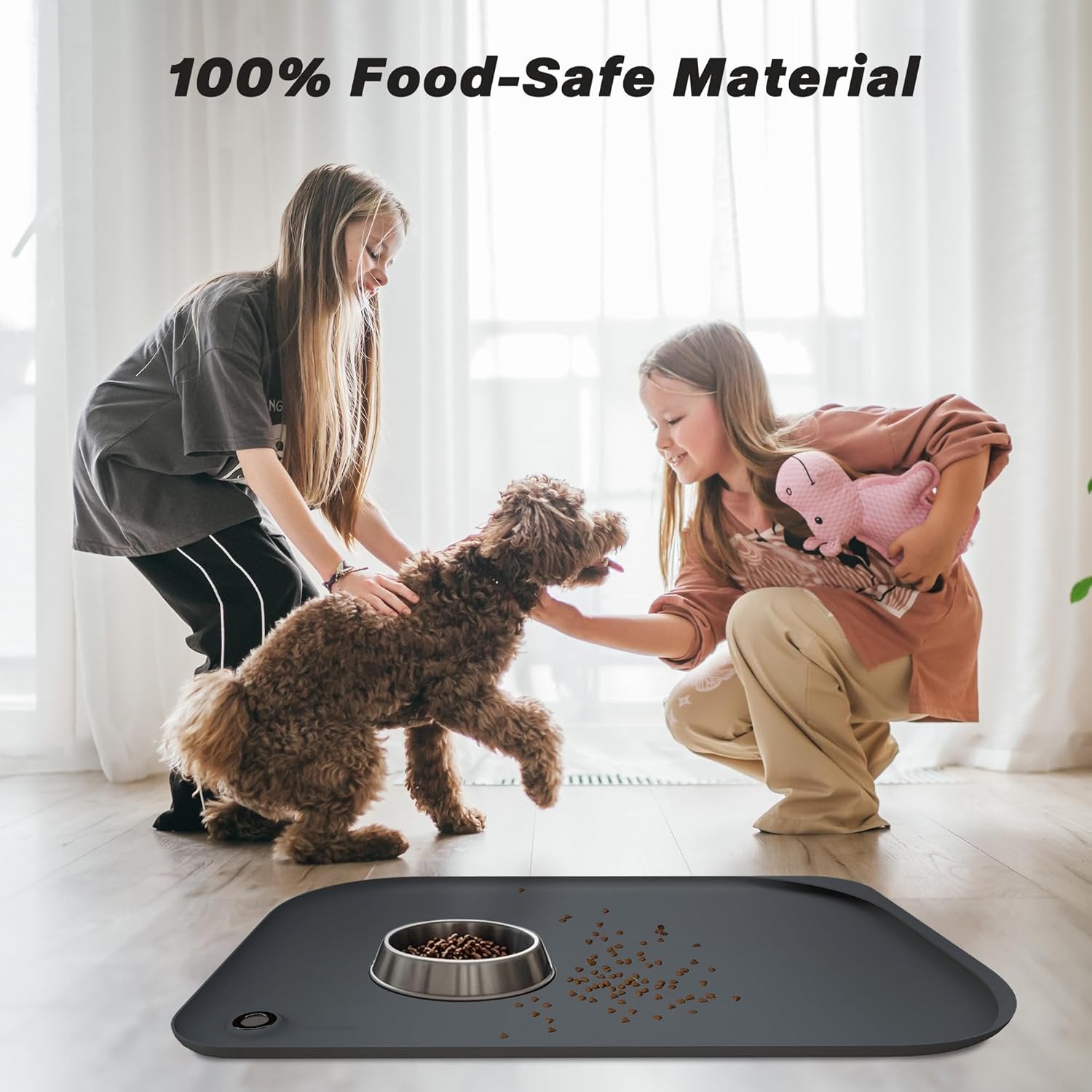 Waterproof Silicone Pet Feeding Mat with Pocket Y35834