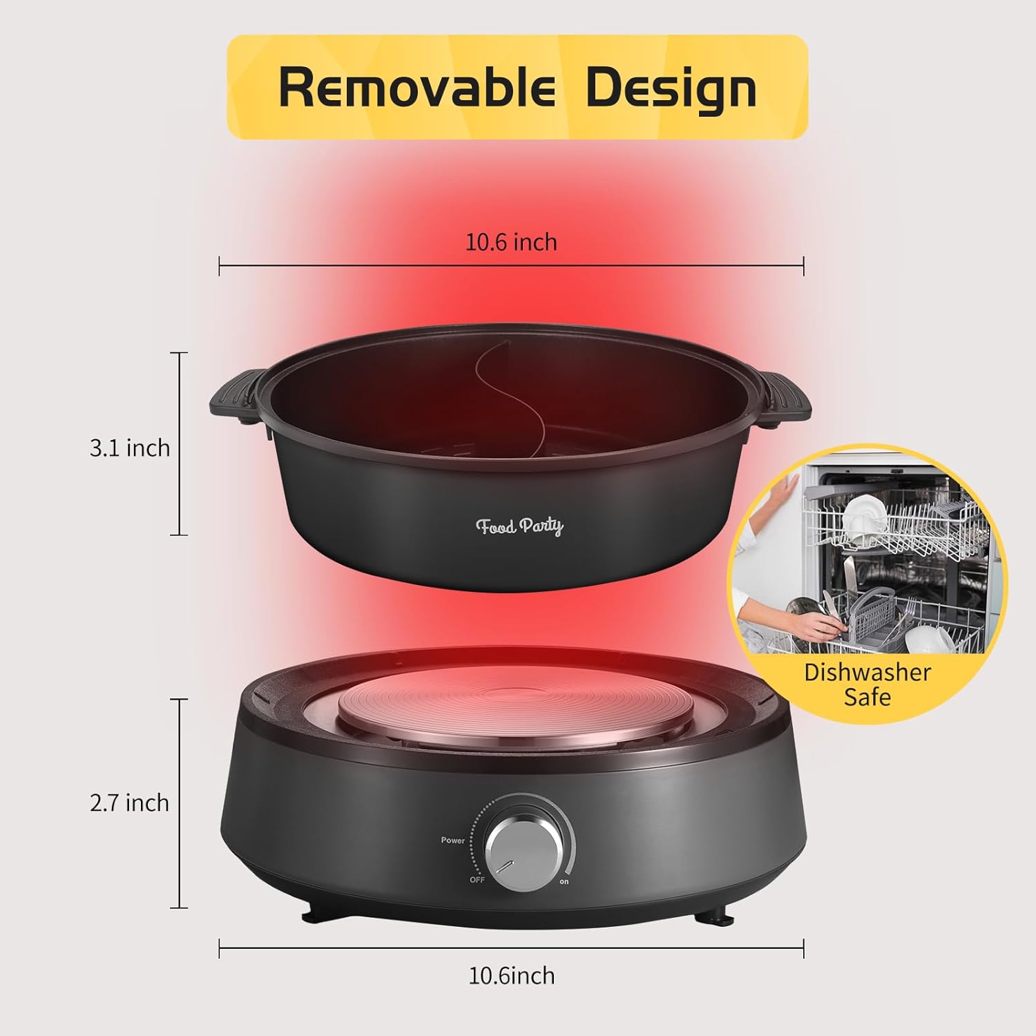 Electric Dual Sided 5L Non-Stick Hot Pot M50614
