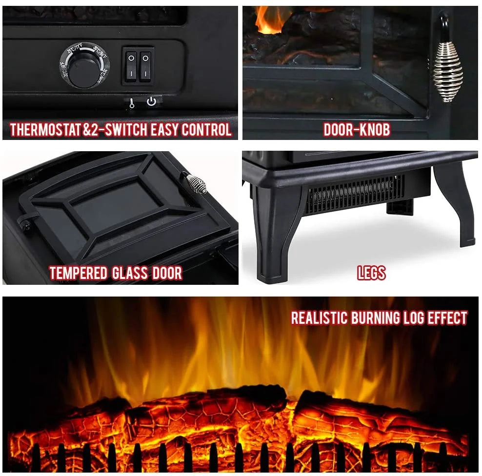 Black Electric Fireplace Heater Stove 1500W U930770