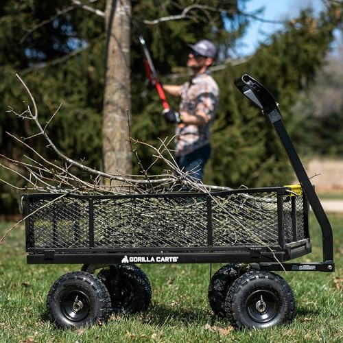 Black Steel Utility Wagon with Removable Side Panels, 4 Cu Ft, 900 lb Capacity T423976