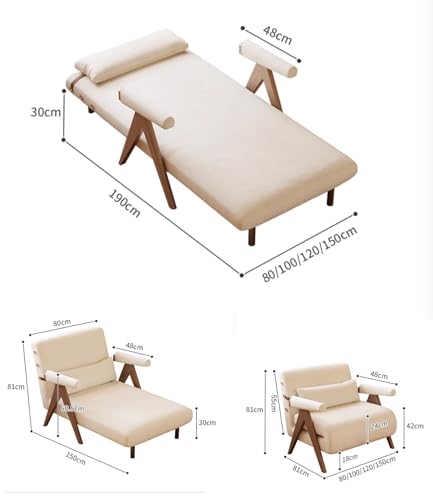 Beige White Convertible Sofa Bed Chair O7307