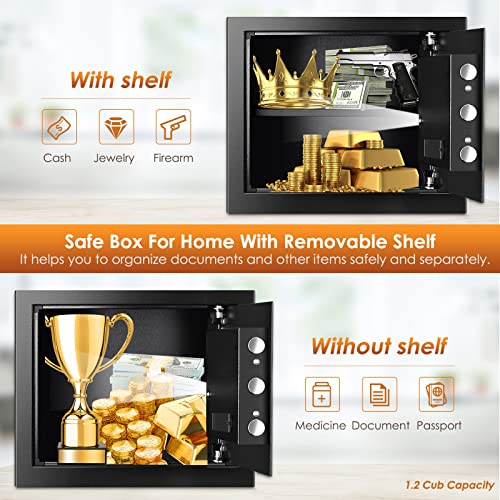 2.5 Cub Fireproof Waterproof Large Cabinet Safe Box with Fireproof Document Bag and Removable Shelf Digital Safe T46912