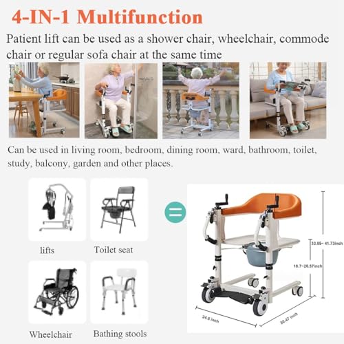 Portable Bath Lift Chair with 180° Split Seat and Wheels X630619