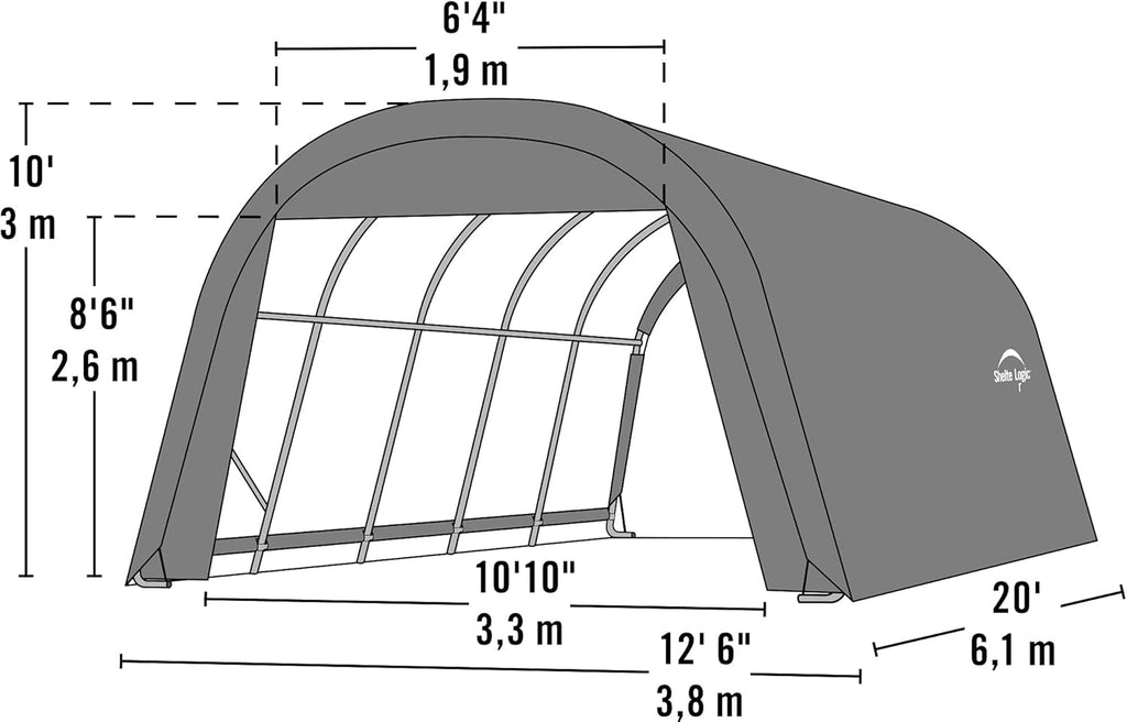 Grey 12'x20'x10' Round Style Shelter I361