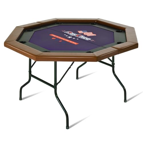 50 inch Foldable Octagon Poker Table with Stainless Steel Cup Holders U895