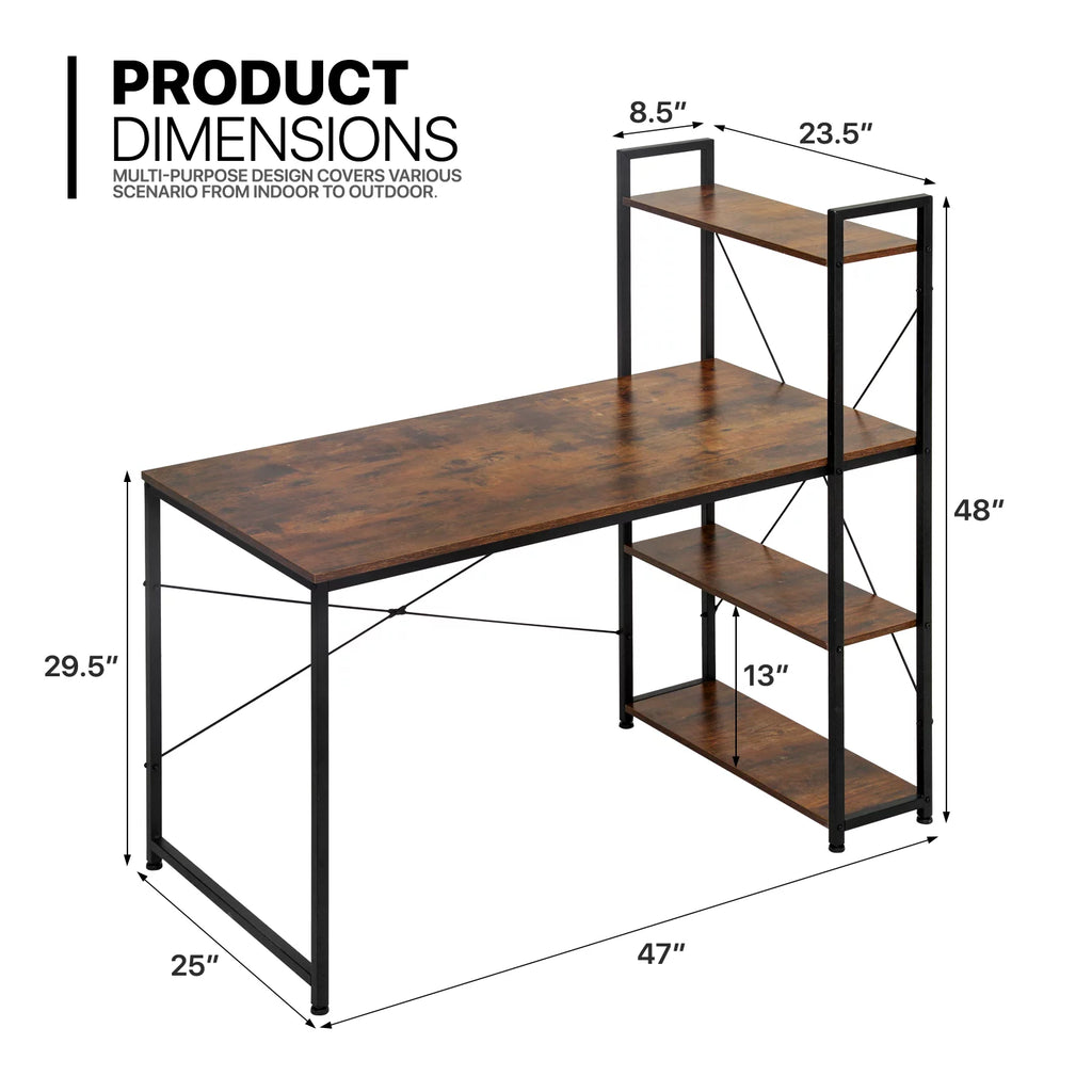 Black Computer Desk and Chair Set with Bookshelf I925065