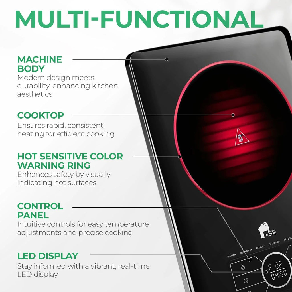 Portable Electric Cooktop Stainless Steel Microcrystalline Glass P816
