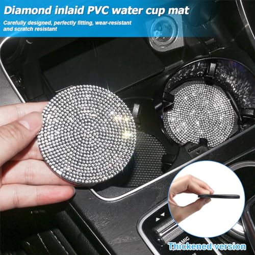 27PCS Bling Car Accessories Set with Reinestone Crystal Steering Wheel Cover B356