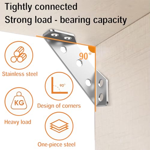 20 Pack Stainless Steel Furniture Corner Braces Connector with 140 Screws C378