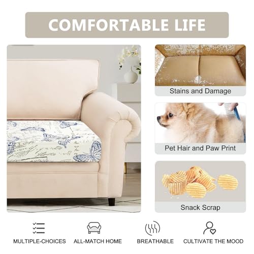 Waterproof Couch Cushion Covers Replacement, Washable Sofa Chair Seat Cushion Covers Soft Jacquard Couch Cushion Slipcovers Stretch Furniture Protector (Medium, Light Grey) G11615