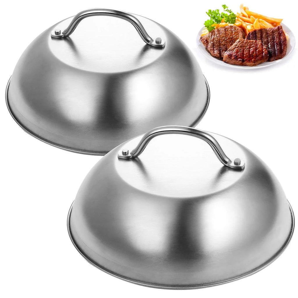 2PCS Stainless Steel Round Basting Cover with Handle O64542