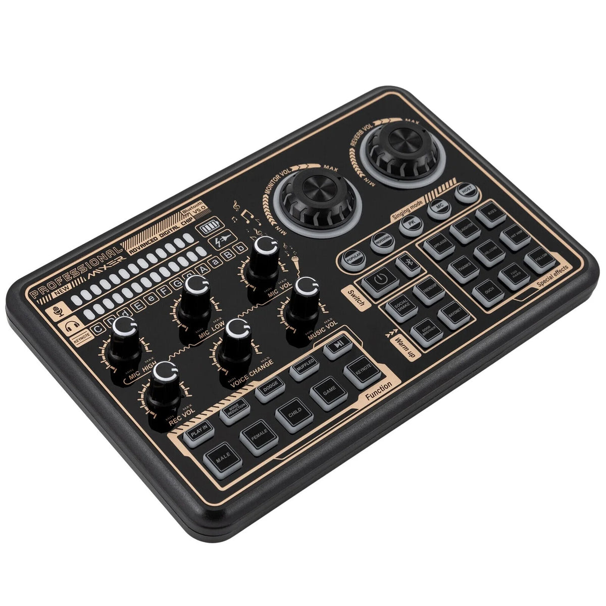 Sound Effects Board Audio Interface with Voice Changer and LED Lights F278