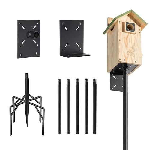 77 Inch Rust-Proof Metal Bird Feeder Pole with 5-Prong Base and 2 Plates A704965