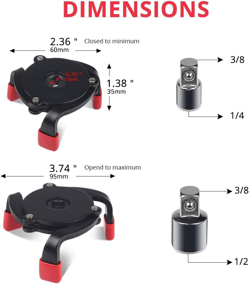 Universal Adjustable 3 Jaw Oil Filter Wrench Tool S89257