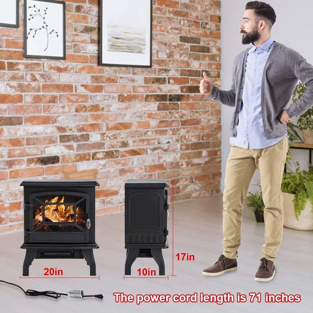 Black Electric Fireplace Heater Stove 1500W U930770