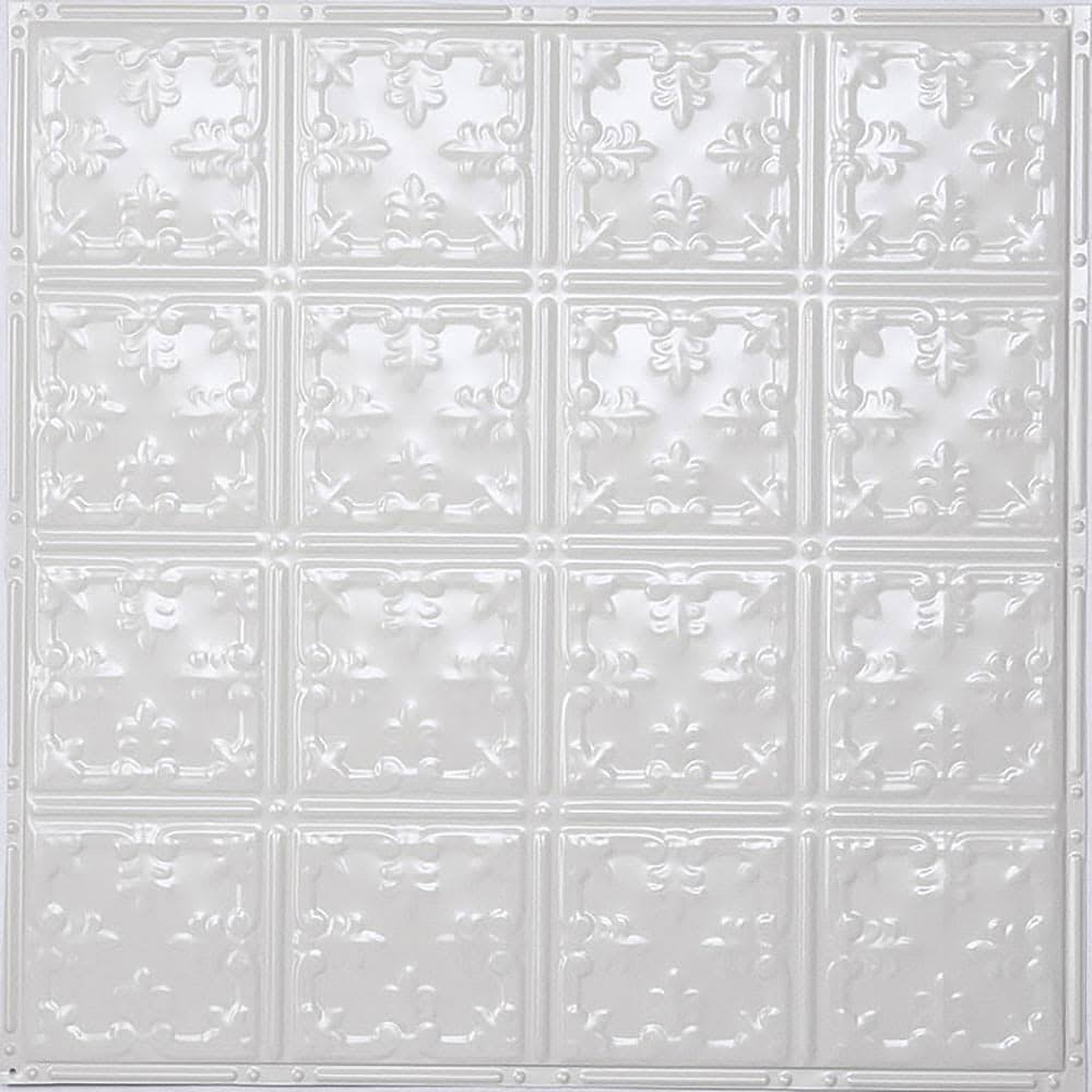 5-Pack Kit 2-Ft x 2-Ft Bright White Gloss Tin Backsplash S9472