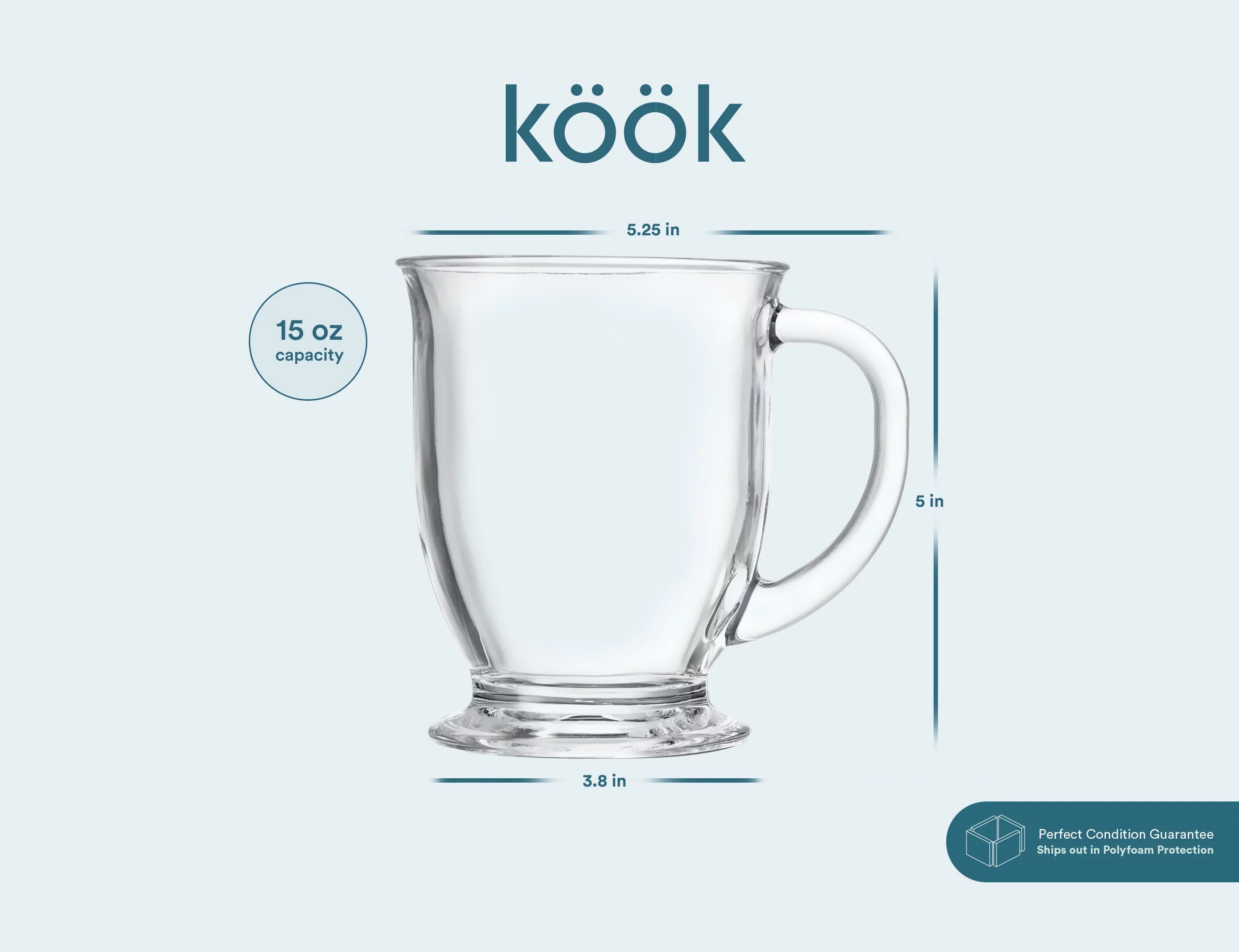 Clear Glass Coffee Mugs Set of 6 15-Oz Borosilicate Glass D102