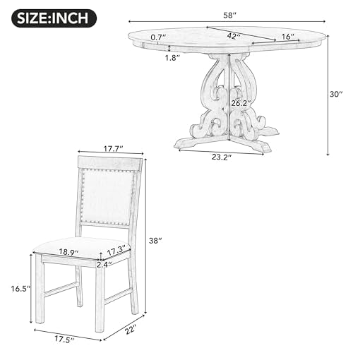 5-Piece Rectangular Counter Height Wood Dining Table Set with 4 Upholstered Chairs O2243