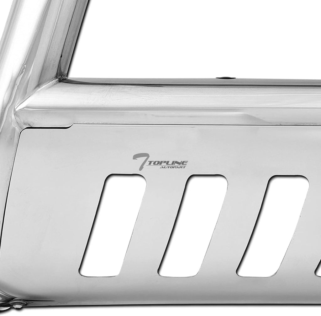 Polished Stainless Steel Bull Bar Front Bumper Grill Guard With Skid Plate R45022