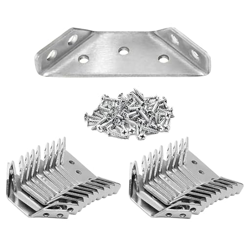20 Pack Stainless Steel Furniture Corner Braces Connector with 140 Screws C378