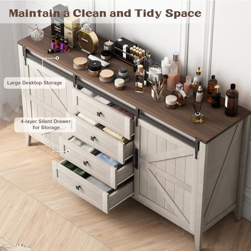 White 4 Drawer Wood Dresser K166
