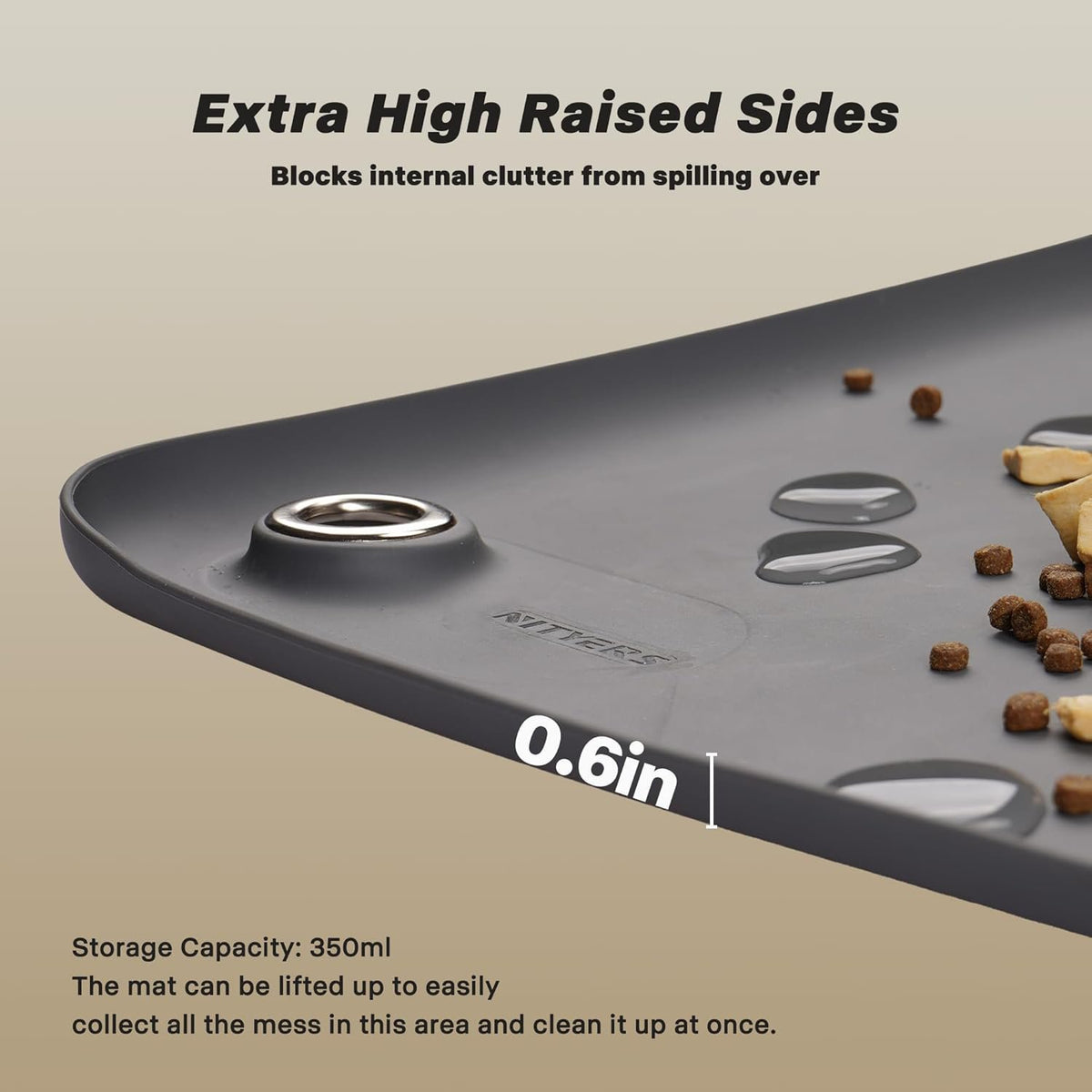 Waterproof Silicone Pet Feeding Mat with Pocket Y35834