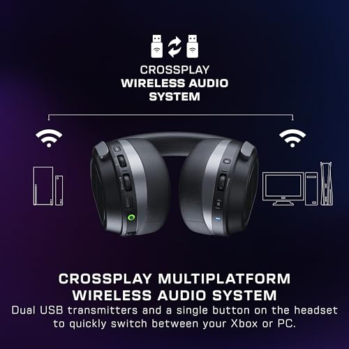 Black Wireless Gaming Headset with Memory Foam Cushions B449293