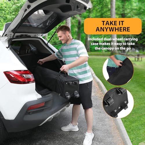 Grey 10x10 Pop Up Canopy with 4 Removable Sidewalls and Windows, 3 Adjustable Heights Commercial Shelter, Portable Enclosed Instant Tent with Wheeled Carry Bag, Waterproof Outdoor Gazebo M6414