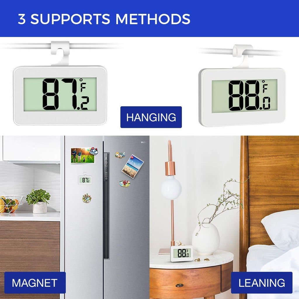 2 Pack Digital Waterproof Refrigerator Thermometer with Hook N578572