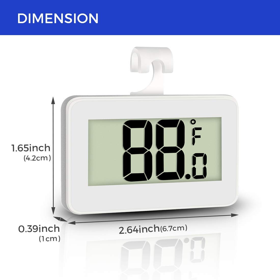 2 Pack Digital Waterproof Refrigerator Thermometer with Hook N578572