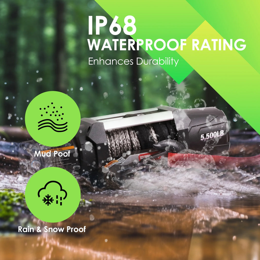 5500 lb 12V DC Electric UTV Winch with 50ft Synthetic Rope and Mounting Bracket G800533