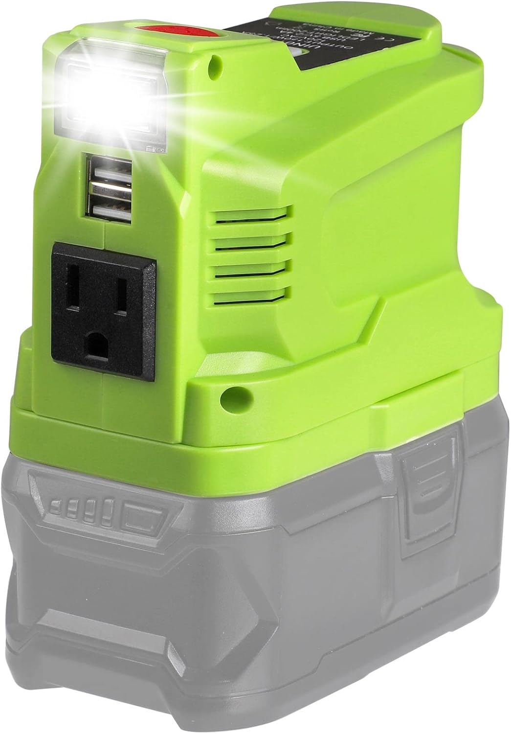 150W Power Inverter for 18V Battery with 2 USB, LED Light, AC Outlet N1461