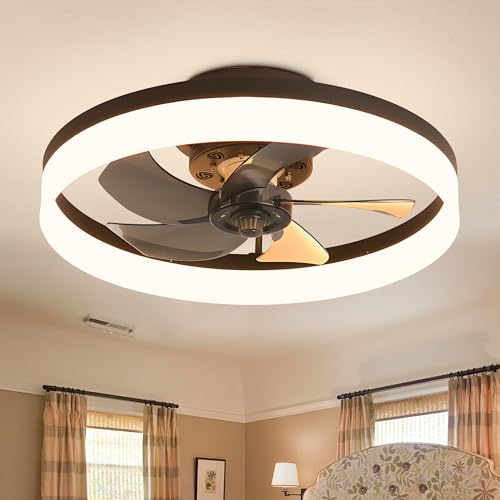 15.7" Low Profile Flush Mount Ceiling Fan with Lights and Remote G4657
