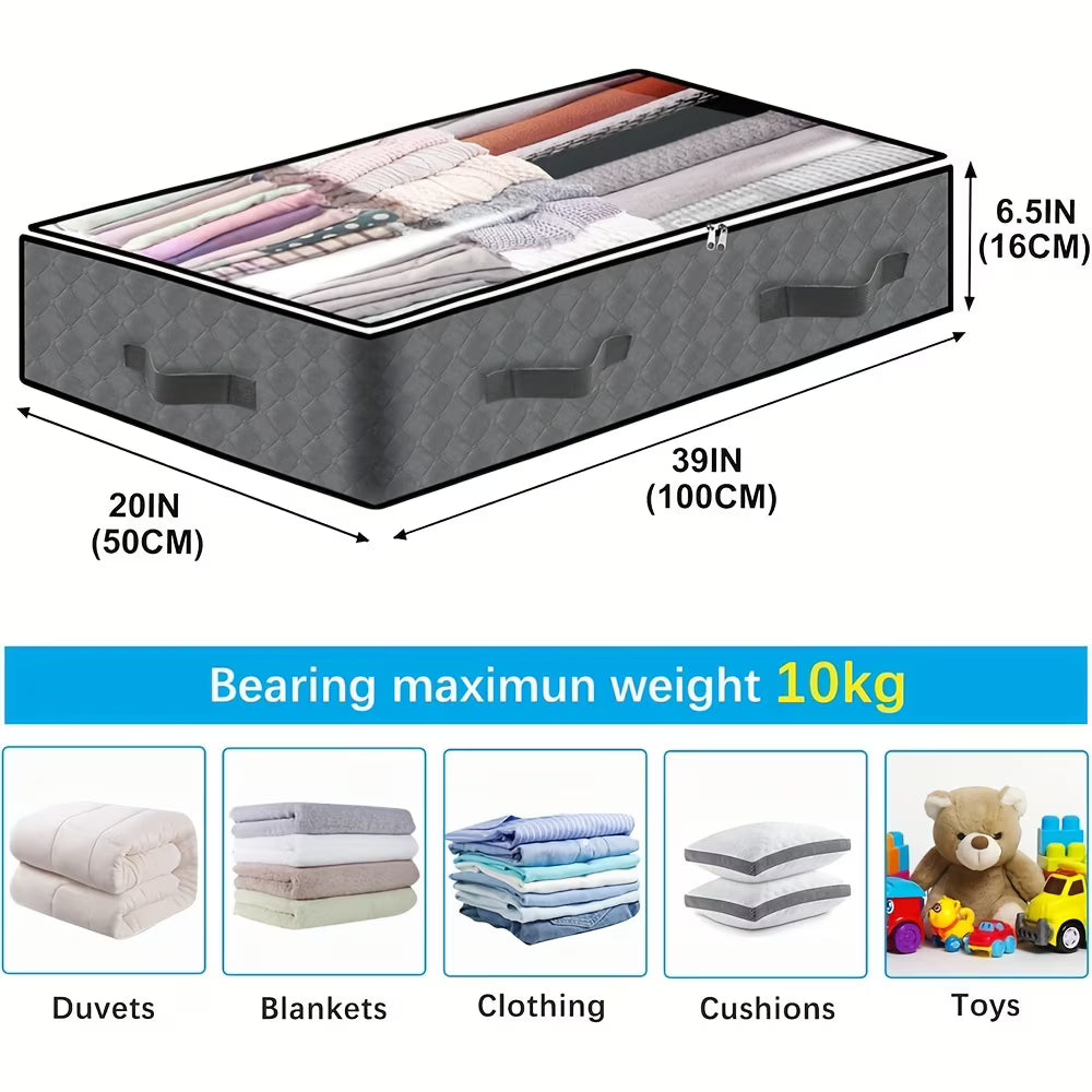 4 Pack Large Capacity Foldable Fabric Storage Containers with Clear Window K6754