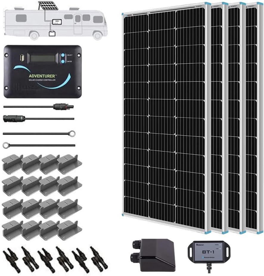 400 Watts 12 Volts Monocrystalline Solar Kit with Charge Controller G613