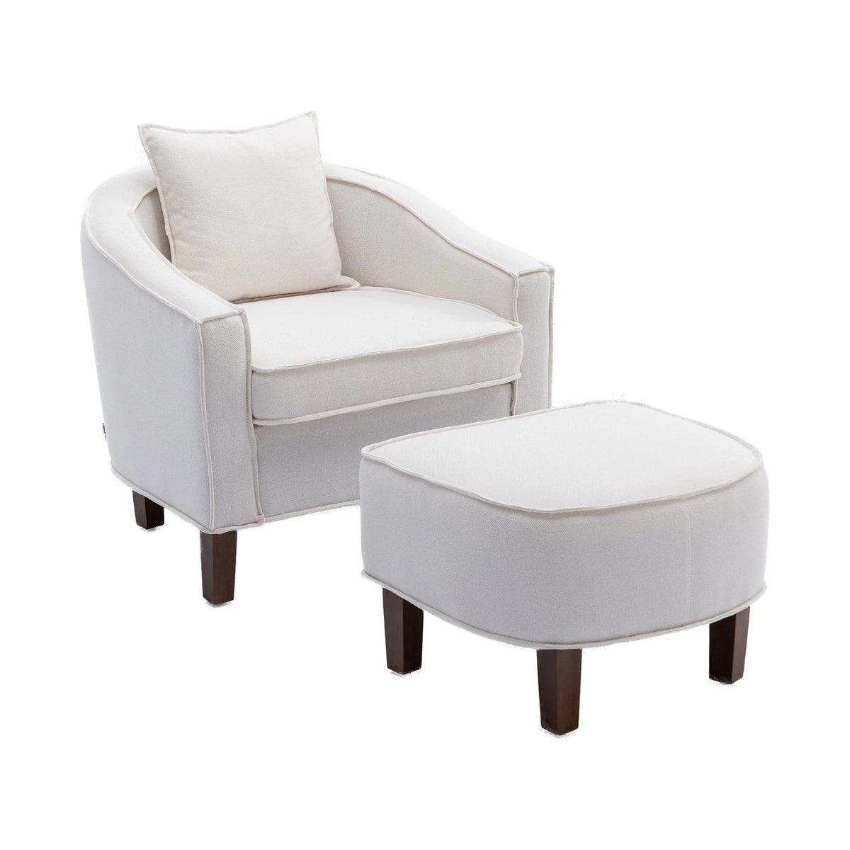 Olive Linen Microsuede Fabric Barrel Chair with Ottoman O247636