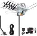 Amplified Digital HDTV Antenna 150 Miles Range 360 Degree Rotation with Mounting Pole & 33 ft RG6 Coax Cable Y392695
