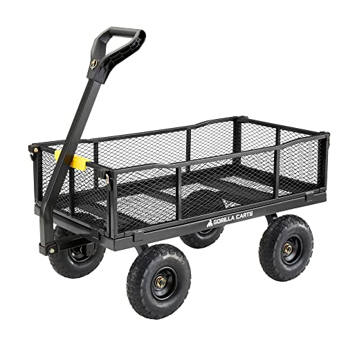 Black Steel Utility Wagon with Removable Side Panels, 4 Cu Ft, 900 lb Capacity T423976