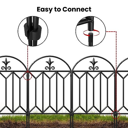 10 panels Decorative Garden Fences and Borders 24in(H)×10ft(L) No Dig Metal Fence Panel L27684