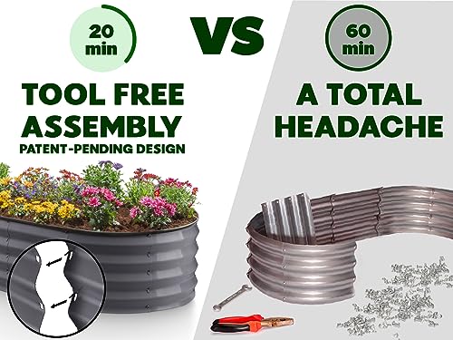 Gray 6×3×1ft Galvanized Metal Raised Garden Bed G829532