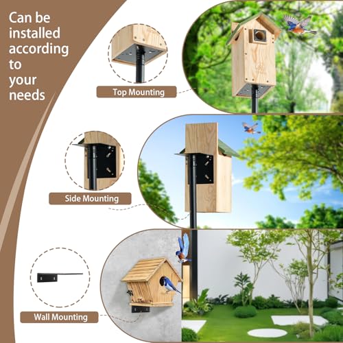 77 Inch Rust-Proof Metal Bird Feeder Pole with 5-Prong Base and 2 Plates A704965